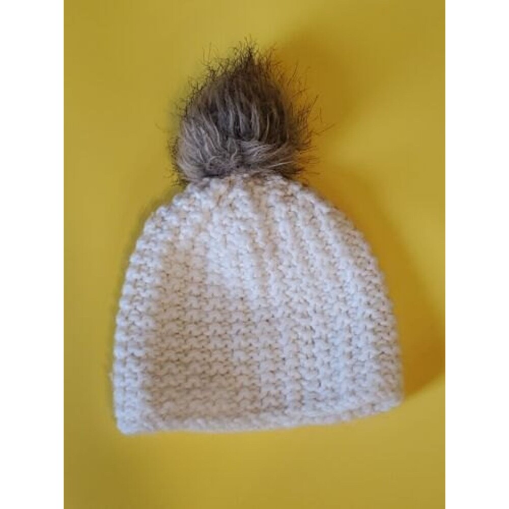 Womens Wool Blend Hat White W/ Pompom Casual Bohemian Style  Anne Klein